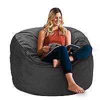 Bean Bag Chair 3Ft Luxurious Velvet Ultra Soft Fur with High-Rebound Memory Foam for Adults Plush Lazy Sofa with Fluffy Removable Sponge 3'(Grey)