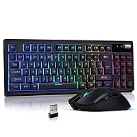 ZJFKSDYX Wireless Gaming Keyboard and Mouse Combo - Ergonomic Keyboard with Rainbow Backlight, Mechanical Feel, USB-C Charger, Long Battery Life - Compact for PC, Laptop, Desktop