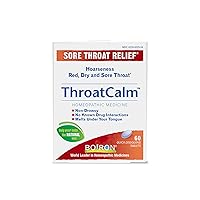 Throat Calm Sore Throat Relief Homeopathic Medicine Adults and Kids (Pack of 2) with Arnica Montana, Belladonna, Bromium, Bryonia and Pulsatilla, 60 Tablets Each