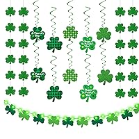 76Pcs St. Patrick's Day Decorations, St Patricks Day Banner with String Light Shamrock Garland Hanging Swirls with Cutouts 60Pcs Good Luck Coins Shamrock Confetti for Home Irish Lucky Party Supplies