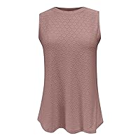 Women Tank Tops Summer Sleeveless Eyelet Embroidery Mock Neck Tshirt Loose Fit Cute Blouse Dressy Casual Basic Ladies Outfits