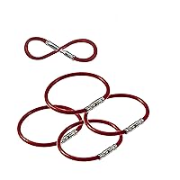 Lucky Line 5” Twisty Lock Key Ring, Flexible Nylon Coated Steel Wire Loop, Corrosion-Resistant and Durable, 5 Pack, Red (8117005)