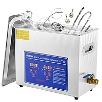 Ultrasonic Cleaner with Digital Timer & Heater, Professional Ultra Sonic Jewelry Cleaner, Stainless Steel Heated Cleaning Machine for Glasses Watch Rings Small Parts Circuit Board (6L)