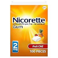 Nicorette 2 mg Nicotine Gum to Quit Smoking - Fruit Chill Flavored Stop Smoking Aid, 100 Count