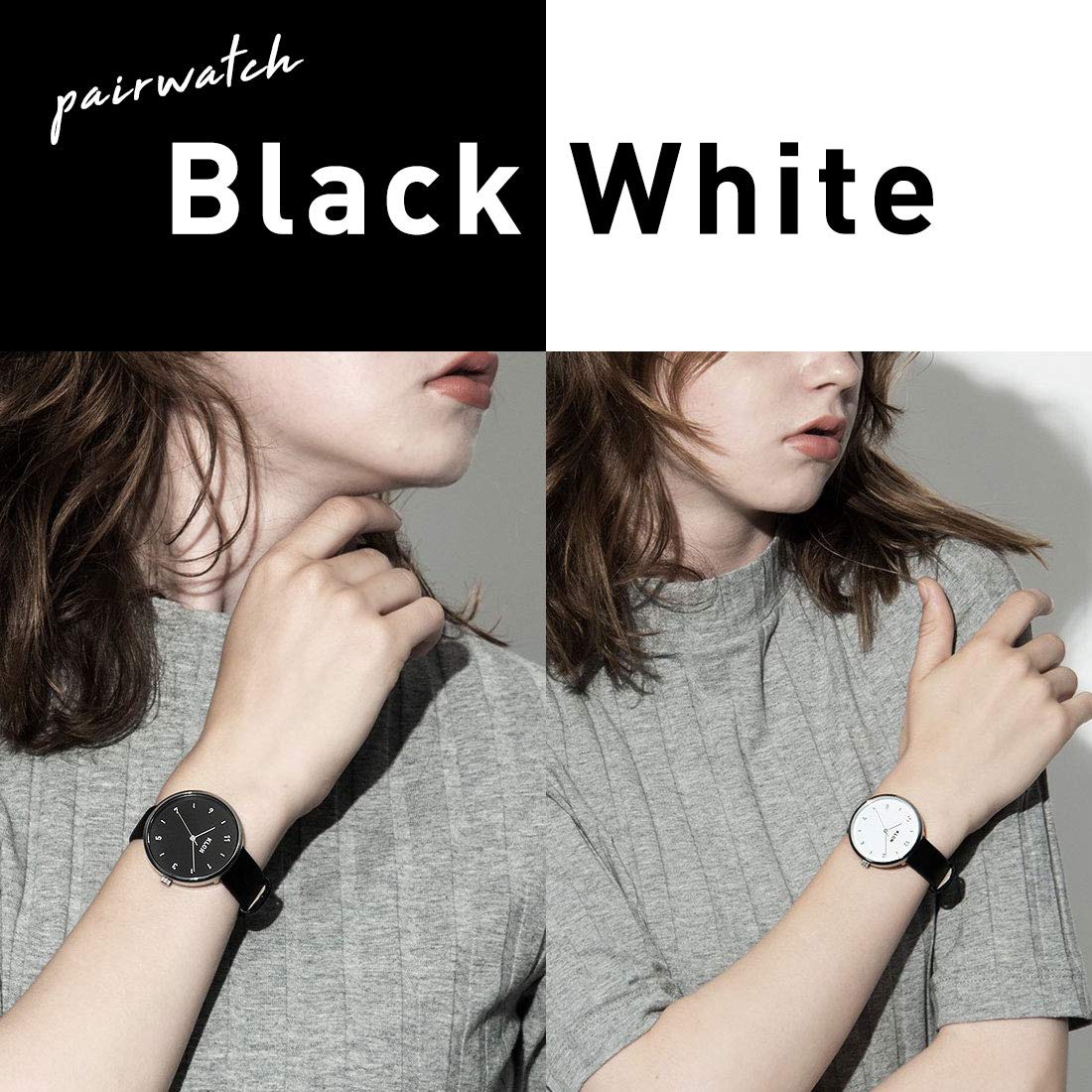 Pair Watch, Popular, Simple, Stylish, Couple Pass Time, ELFIN Black Face  (1.5 inches (38 mm) x White Surface (1.5 inches (38 mm)), Pair Set