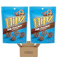 Flipz Lover's Milk Chocolate Covered Pretzels Bundle Share Pack - 2 Individually Sealed 5oz Freshness Bags of Flipz Milk Chocolate Covered Pretzels In Cornershop Confections Protective Box