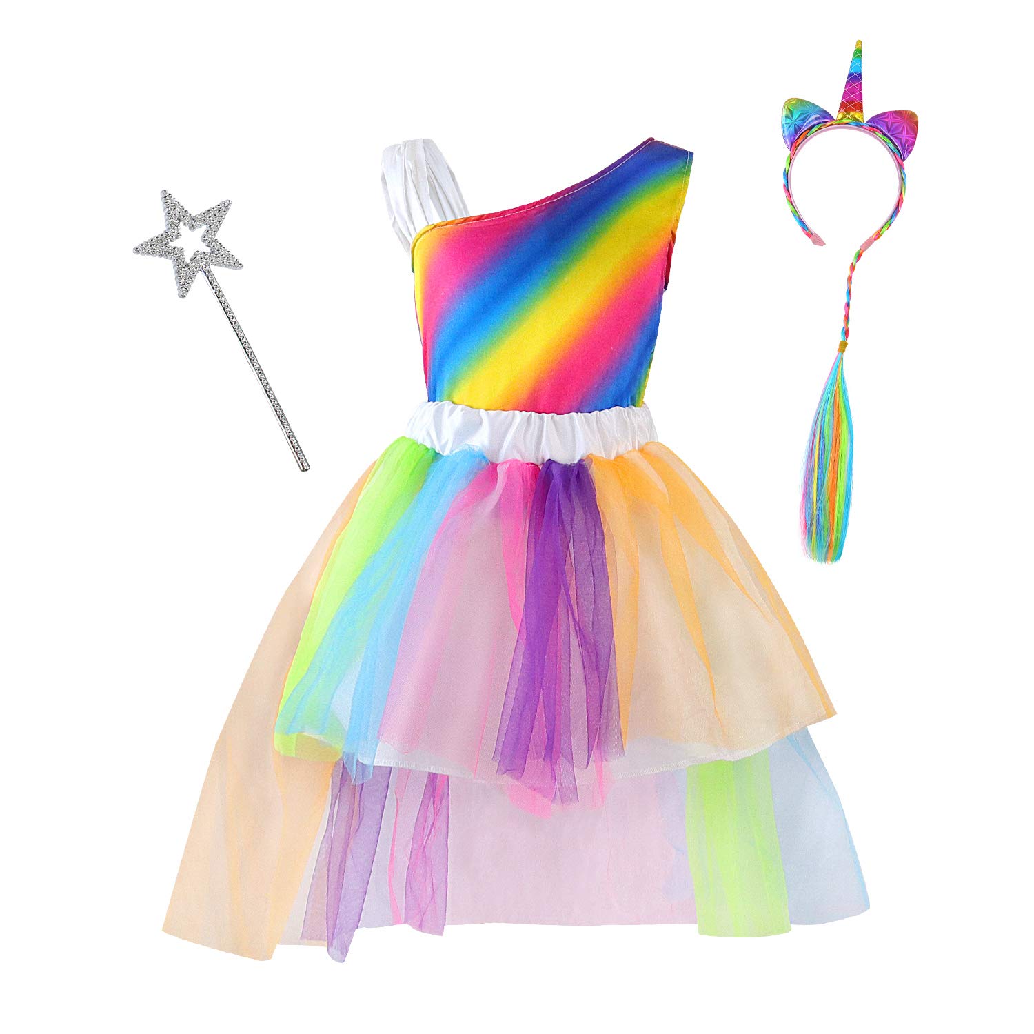 Jeowoqao Girls Dress up Trunk Princess Set, 24 PCS Pretend Play Costume Set, Fairytale, Supergirl, Princess, Rainbow Unicorn Costume for Toddler/Little Girls Ages 3-5yrs