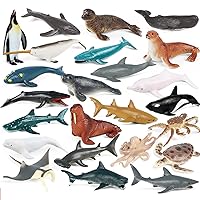 24PCS Ocean Animal Figures, Plastic Small Sea Creature Toys, Underwater Sea Animal Figurines for Easter Egg Cake Topper Gift