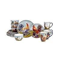 Certified International Rooster Meadow 16 Piece Dinnerware Set, Service for 4, Multicolored