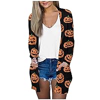 Halloween Costumes for Women Halloween Long Sleeve Open Front Cardigan Plus Size Fall Casual Cardigans Light Duster Outer