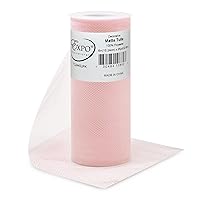 Expo International Decorative Matte Tulle, Spool of 6 Inches X 25 Yards, Polyester-Made Tulle Fabric, Matte Finish, Lightweight, Versatile, Washable, Easy-to-Use | Light Pink