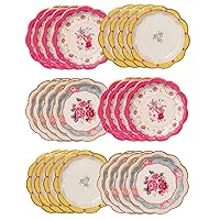 Talking TablesVintage Floral Paper Plates Pack of 24 - Pink, Blue, Yellow, Scalloped Edge, Truly Scrumptious, Disposable Tableware For Birthday, Garden Party, Afternoon Teas, Baby Shower, Wedding
