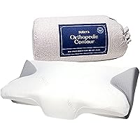 Dream Deep Contour Memory Foam Pillow, Support for Neck, Shoulder and Back Pain Relief, Ergonomic Pillow for Side, Back and Stomach Sleepers, Washable Cover - White+Bag