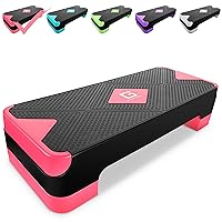 Adjustable Workout Aerobic Stepper, Aerobic Exercise Step Platform with 2 Risers, Exercise Step Deck for Fitness, 26.5