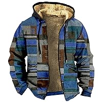 Mens Jacket Winter Hoodies for Men Zip Up Winter Fleece Sherpa Lined Sweatshirt Warm Jacket Casual Sport Hoody Coat