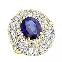2.25Ctw Oval Cut Sapphire Simulated Diamond Cocktail Women's Anniversary Ring 14K Yellow Gold Plated