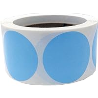 Baby Blue Color Coding Labels for Organizing Inventory 2 Inch Round Circle Dots 500 Total Adhesive Stickers On A Roll