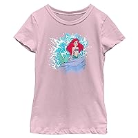 Disney Little, Big Princesses Watercolor Splash Spot Girls Short Sleeve Tee Shirt