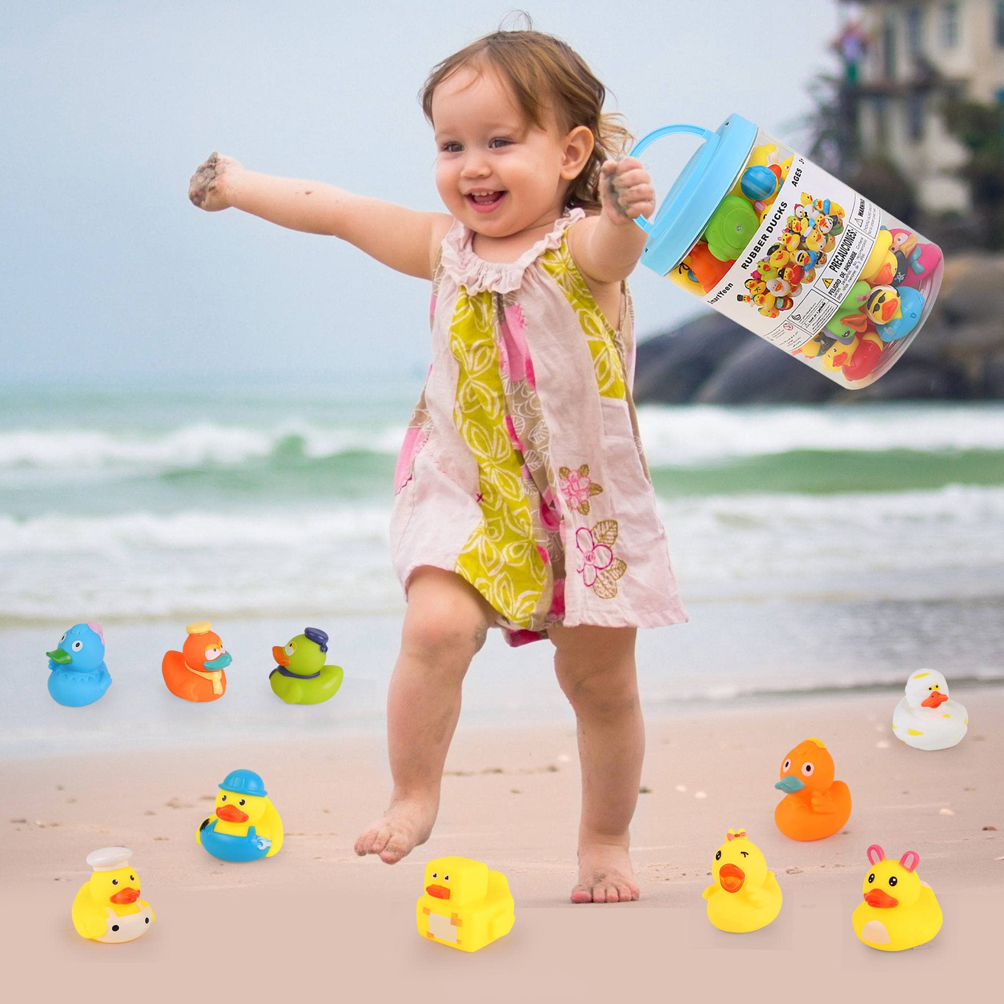 SmartYeen 30pcs Rubber Ducks Bath Toys for Toddlers 1-3,Assorted Duckies bathtime Soft Baby Pool Toys Birthday Gifts