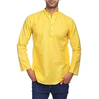 WINTAGE Men's Cotton Silk Blend Tailored Fit Casual/Festive Indian Kurta Dress Shirt : Multiple Color Options
