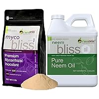 Neem Bliss (1 Gallon) + Myco Bliss Powder (5lbs) - Mycorrhizal Fungi Inoculant for Plants - Mycorrhizae Root Enhancer Improves Nutrient Uptake & Root Growth - Highly Concentrated Formula