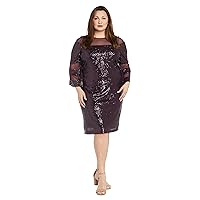 R&M Richards Womens Sequined Knee-Length Cocktail and Party Dress