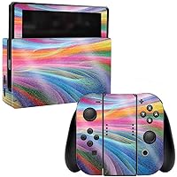 MightySkins Glossy Glitter Skin for Nintendo Switch - Rainbow Waves | Protective, Durable High-Gloss Glitter Finish | Easy to Apply, Remove, and Change Styles | Made in The USA