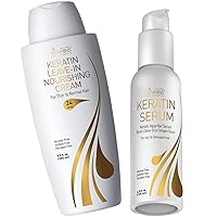 Vitamins Keratin Thin Hair Leave-In Conditioner and Hair Serum Kit - Ultra Hydrating No Rinse Nourishing Cream and Heat Protectant, Anti Frizz Gloss Boost - Pro Salon Care for Dry Damaged Hair