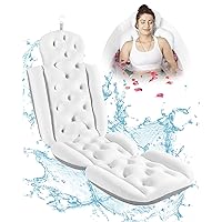 Full Body Bath Pillow for Bathtub,Thick Bathtub Cushion with Laundry Bag，Luxury Tub Pillow for Bath for Headrest Neck and Back Support White