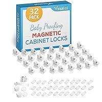 Vmaisi Adhesive Magnetic Locks for Cabinets & Drawers (32 Locks and 4 Keys)