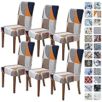 SPRINGRICO Chair Covers for Dining Room 6 Pack, Stretch Dining Chair Cover, Washable Spandex Kitchen Parsons Chair Slipcovers, Removable Seat Protector for Home or Party (Set of 6, Color Matrix)