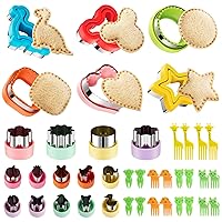 20Pcs Sandwich Cutters and Sealer Set for Kids, Lovely Decruster Sandwich Makers Bread Cookie Cutters with Cute Animal Fruit Food Picks, Pastry Stamps DIY Mold for Boys Girls