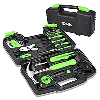 DNA MOTORING 39-Piece Household Tool Set General Repair Small Hand Tool Kit Storage Case for Home Garage Office College Dormitory Use, Green, TOOLS-00010