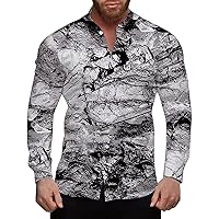 Mens Hawaiian Shirt Long Sleeve Funny Summer T-Shirt Relaxed Fit Baggy Button Up Soft Breathable Multicolored Gift