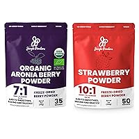 Jungle Powders 5oz Organic Aronia Berry & 7oz Strawberry Powder Bundle - Immune-Boosting Superfoods Packed with Antioxidants, Vegan, Gluten-Free, Ideal for Baking, Smoothies, High Nutritional Value