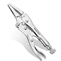 WORKPRO 4-1/2 inch Long Nose Locking Pliers, Chromium-Vanadium Steel Locking Pliers, Locking Adjustable Vise Grips for Clamping Twisting Welding