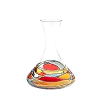 Magnificent Wine Decanter Sagrada Red Line Colorful Hand Painted & Stunning Mouth Blown Unique Gorgeous Gifts Birthday Anniversary th Couples Engagement Women Men 50 Oz