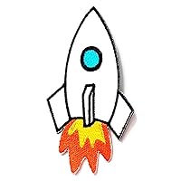 Nipitshop Patches White Rocket Flying in The Sky Cartoon Embroidered Patches Embroidery Patches Iron On Patches Sew On Applique Patch for Men Women Boys Girls Kids