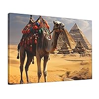 NONHAI Canvas Wall Art for Living Room Bedroom Decorative Painting Art Posters Modern Hanging Canvas Print Artwork Pyramid Camel Wall Art Aesthetics Paintings 12x18 Inch