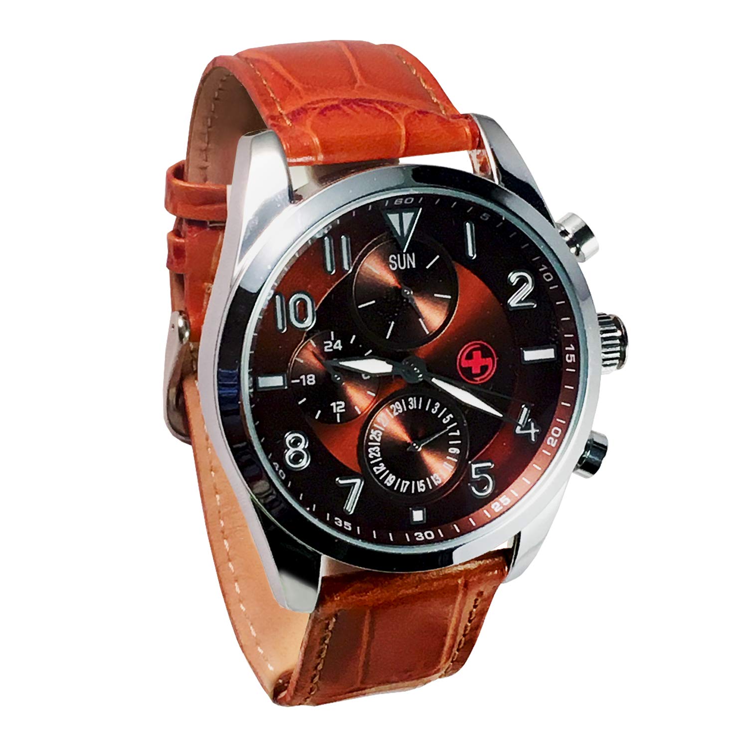 SWISSTEK Men's SKRD1802TLB Red Analog Display Analog Quartz Brown Watch