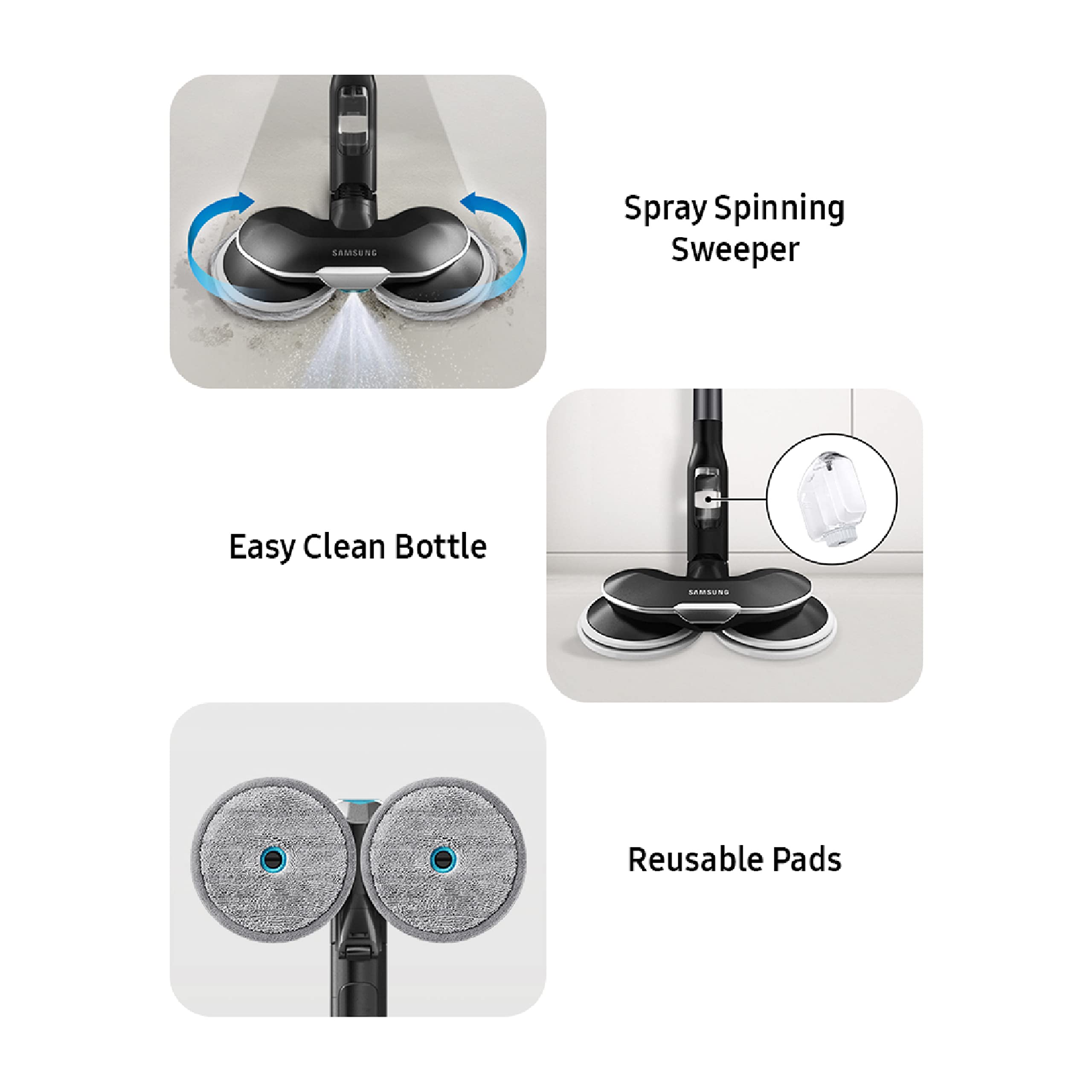 SAMSUNG Bespoke Jet Spray Spinning Sweeper Brush Vacuum Mopping Attachment, Silver