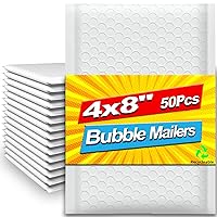 Bubble Mailers 4x8 Inch 50 Pack, Waterproof Thick Padded Envelopes, Self Seal Bubble Envelopes, Envelope Mailing Bags for Small Business, Shipping, Mailing, Boutique Packaging