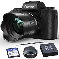 Vlogging Camera, 2.7K Digital Camera for YouTube, 16X Digital Zoom, 1 Batteries and 32GB Card