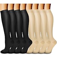 Bluemaple Copper Compression Socks For Women & Men Circulation (8 Pairs) - Best for Running,Hiking,Travel,Pregnancy
