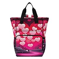xigua Valentine's Day Love Heart Diaper Bag Backpack,Large Capacity Kids Bags Multifunction Travel Diaper Bags with Stroller Straps for Travel, Shopping, Going out40