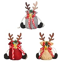 BEIDUOYANG 3 Pieces Christmas Storage Bag Gift Boxes Candy Chocolate Packaging Pouch Party Favor For New Year Party Kids Antler Packaging Bag Drawstring Gift Pouch Party Favor