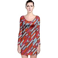 CowCow Womens Colorful Vector Abstract Geometrical Polygonal Iridescent Gem Pattern Long Sleeve Velvet Bodycon Dress