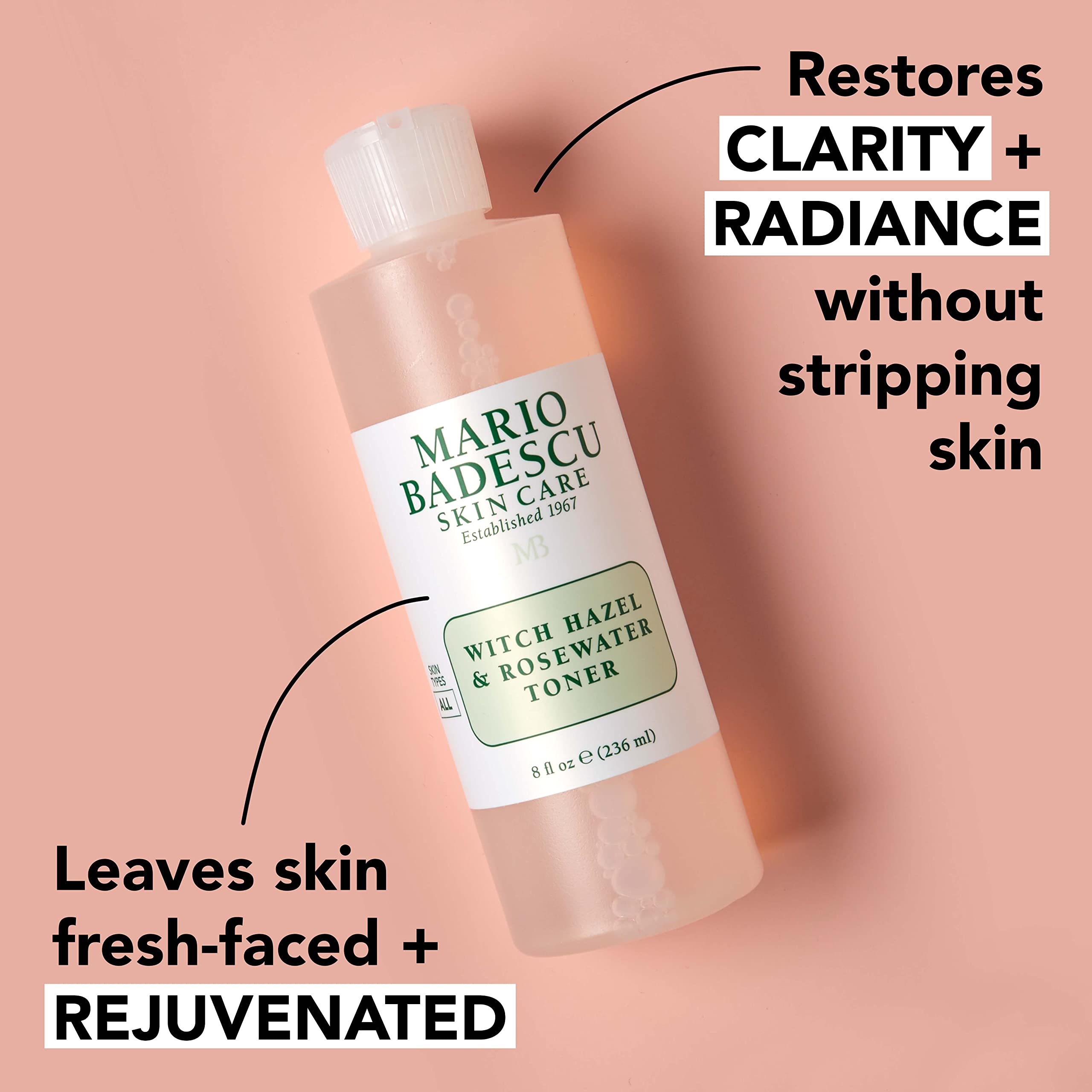 Mario Badescu Alcohol Free Witch Hazel Facial Toner for Aging Skin, Infused with Lavender/Rose Water and Aloe Vera, Face Toner for Combination or Dry Skin, 8 Fl Oz