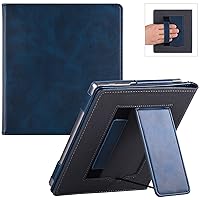 BOZHUORUI Stand Case for Kindle Oasis (9th Generation 2017 Release and 10th Generation 2019 Release) - PU Leather Folio Sleeve Cover with Hand Strap and Auto Sleep/Wake (Dark Blue)
