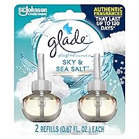 Glade PlugIns Refills Air Freshener, Scented and Essential Oils for Home and Bathroom, Sky & Sea Salt, 1.34 Fl Oz, 2 Count